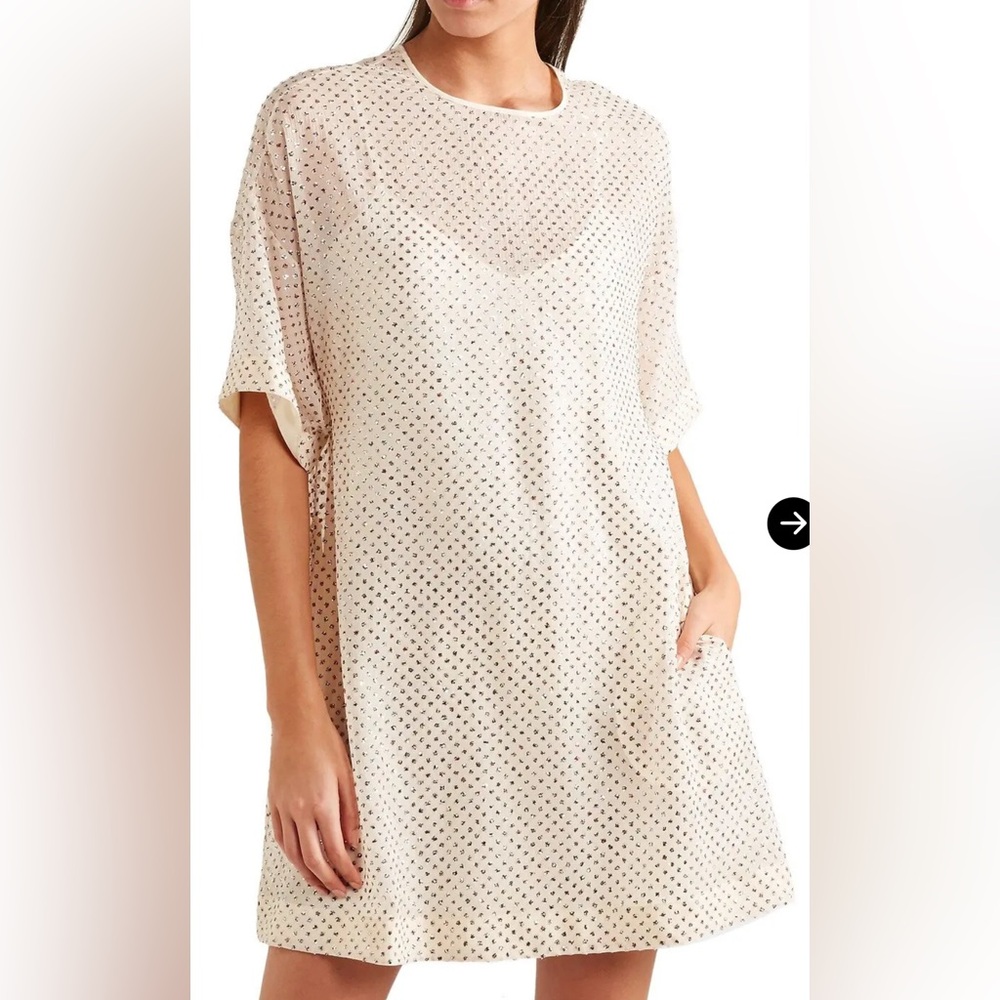 RED VALENTINO Glittered Polka-Dot Silk-Chiffon Mini Dress - Picture 3 of 17